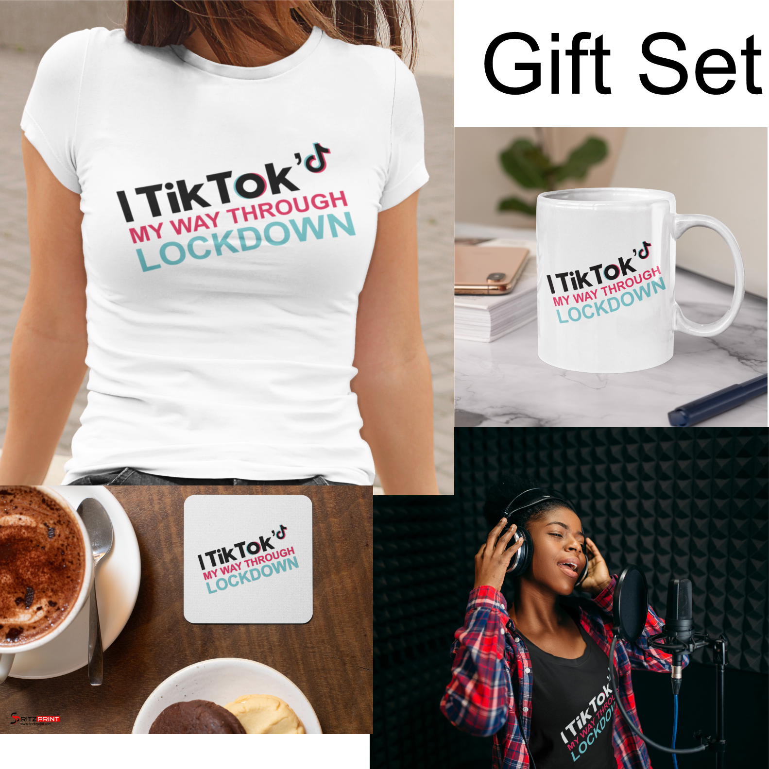 Gift Set I TikTok d My Way Through Lockdown Unisex B W T Shirt Mug