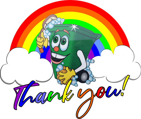 Thank You Wheelie Bin Man Rainbow Clouds Vinyl Stickers