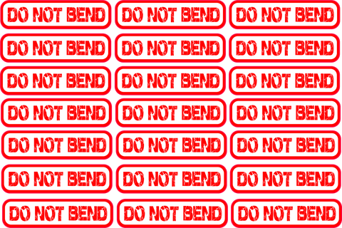 3 x A4 Sheets 'DO NOT BEND' -  63 x 95mm x 24mm Vinyl Stickers in Total