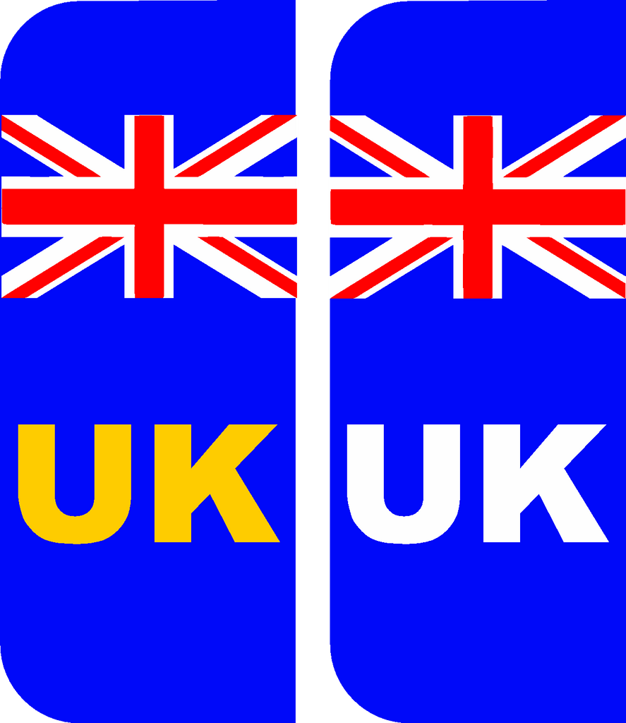 2 x UK GB Brexit Flag Number Plate  European Road trip Car Vinyl Sticker