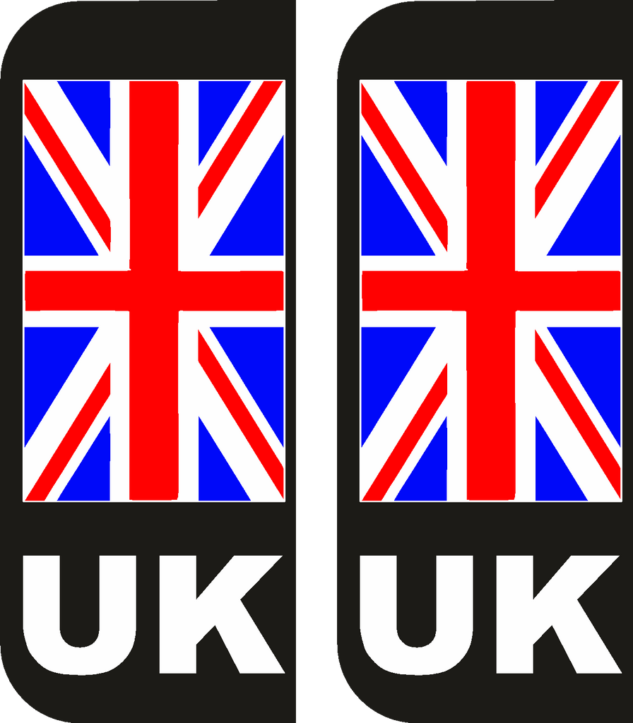 2 x Union Jack UK British Flag Vinyl Stickers Number Plate Brexit BLK