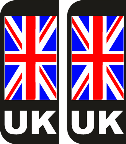 2 x Union Jack UK British Flag Vinyl Stickers Number Plate Brexit BLK