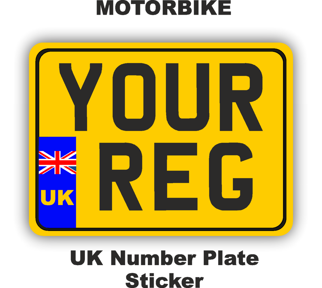 2 x Motorbike UK GB Brexit Number Plate European Road trip  Vinyl Sticker