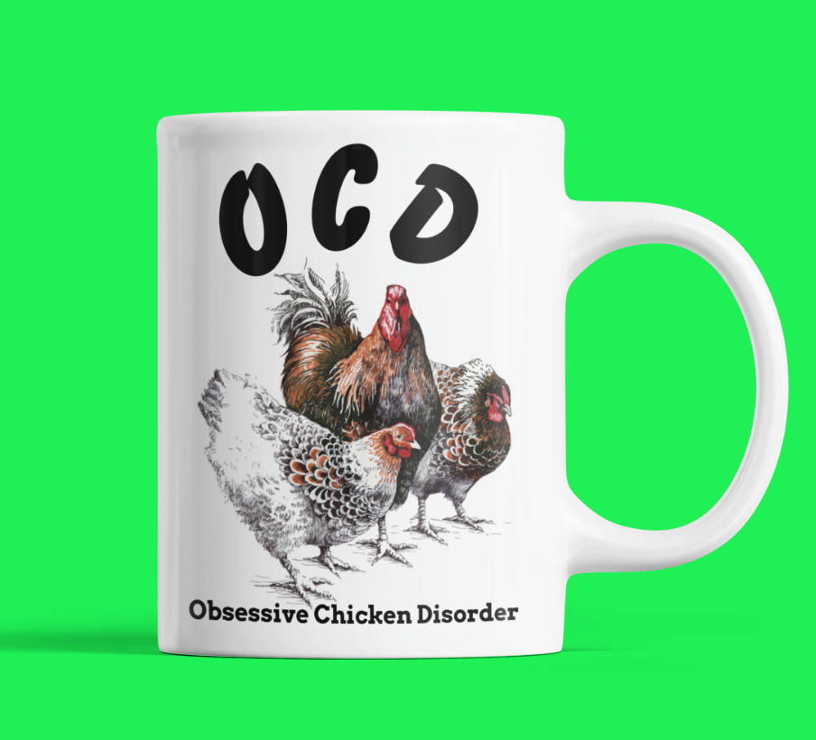 OCD Obsessive Chicken Disorder Printed Cup Ceramic Mug & Coaster Gift Set