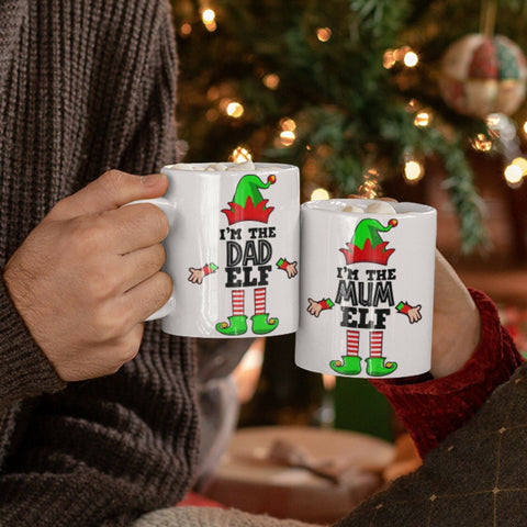 Christmas Elf MUM & DAD Mug funny Printed Cup Ceramic Mug Gift