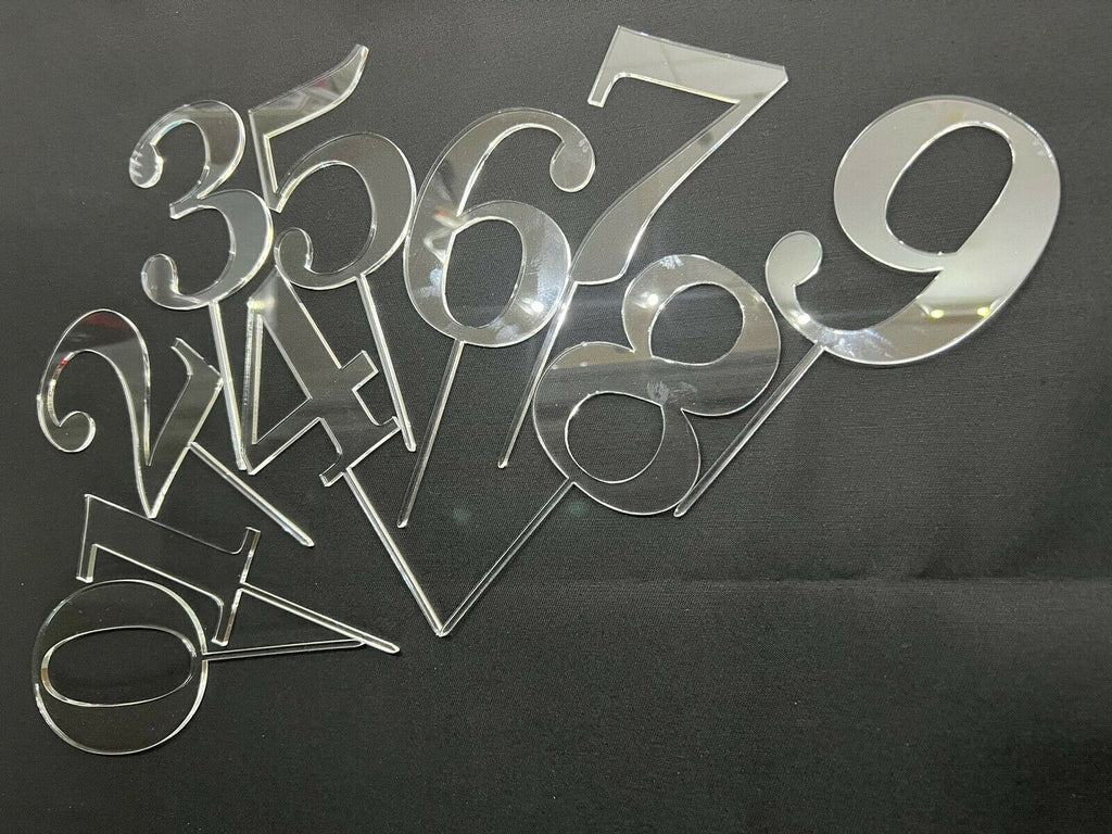 Blank 3mm Acrylic Numbers Cake Toppers with sticks